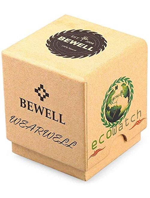 Bewell Wooden Watches Ultra-Thin Minimalist Waterproof Fashion Colorful Wood Wrist Watch for Men Unisex Dress Wooden Band