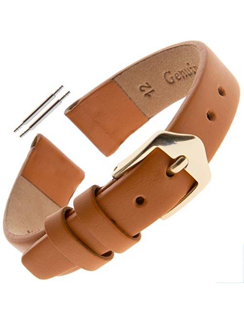 Gilden Ladies 10-14mm Classic Calfskin Fashion Color Flat Leather Watch Band F60