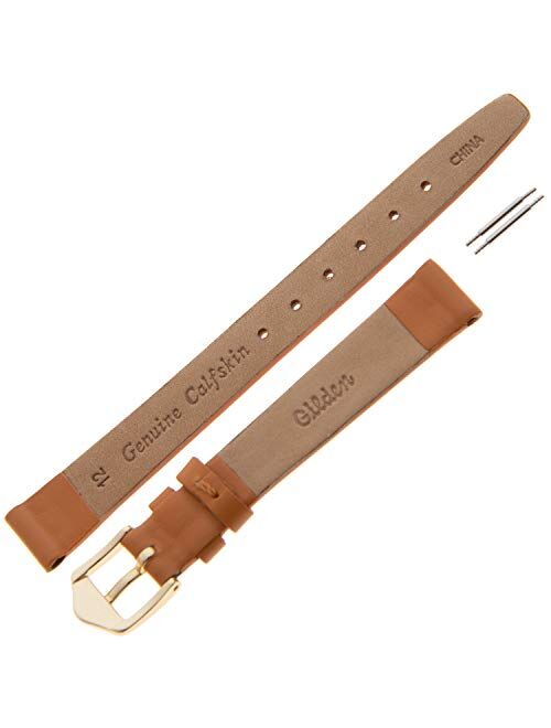 Gilden Ladies 10-14mm Classic Calfskin Fashion Color Flat Leather Watch Band F60