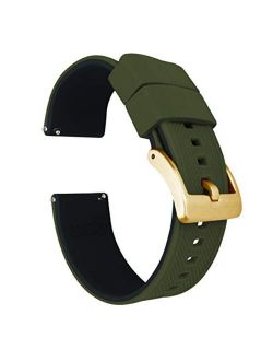 Elite Silicone Watch Bands - Quick Release - Choose Strap Color & Buckle Color (Gold, Rose Gold or Gunmetal Grey) - 18mm, 19mm, 20mm, 21mm, 22mm, 23mm & 24mm Watch