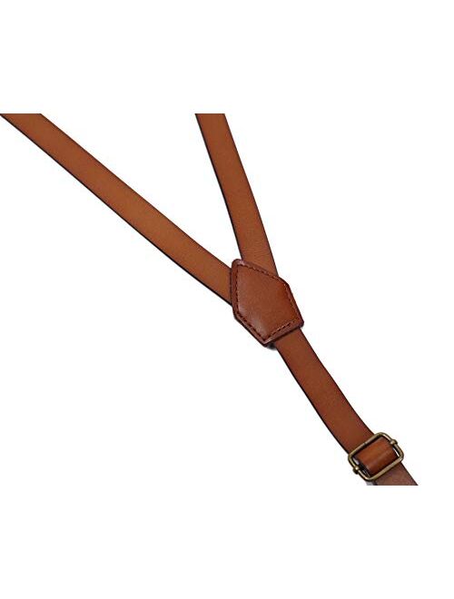 Leather Suspenders For Men, Personalized Brown Genuine Leather, Groomsmen Gifts