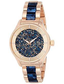 Women's Angel 40mm Rose Gold Tone Stainless Steel and Resin Quartz Watch, Rose Gold (Model: 24662)