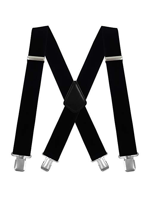 Men's X-Back 2 Inches Wide Heavy Duty Clips Adjustable Suspenders