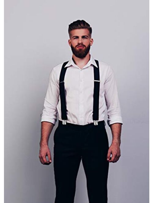 Men's X-Back 2 Inches Wide Heavy Duty Clips Adjustable Suspenders