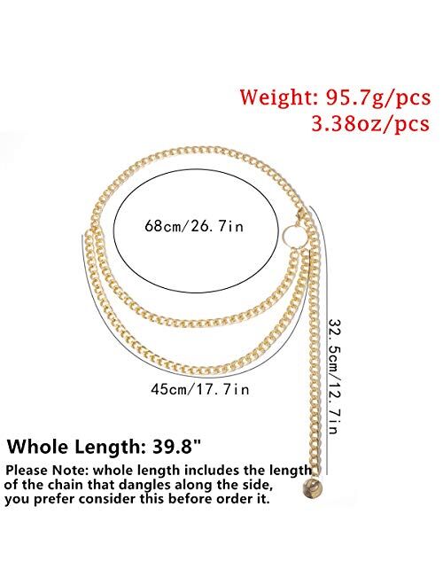 Layered Waist Chain Belt Gold Metal Chunky Belly Link Lady Big Bling Body Chain