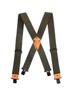 Melo Tough Men's Industrial Strength Suspenders Partial Elastic Tradesperson's Suspenders 2 inch Wide Tool Belt Suspenders