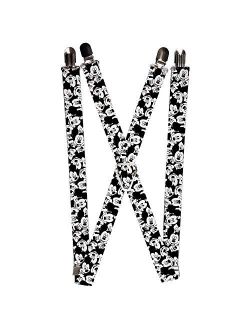 Buckle-Down Men's Suspenders-Mickey Mouse Expressions Stacked White/Black