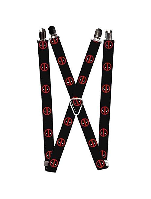 Buckle-Down Marvel Universe Suspenders-Deadpool Logo Black/red/White