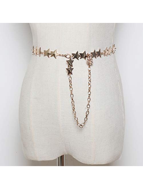 Nanxson Women's Metal Chain Waist Belt Star Skinny Belt Sweater Dress Belt PDW0190