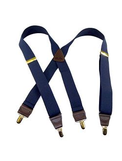 Holdup USA made Deep Ocean Blue X-back Suspenders with Patented Gold-Tone No-slip Center pin Clips