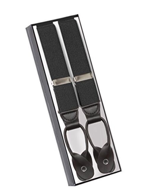 Hold'Em Suspenders for Men Y-Back Leather Trimmed Button End Tuxedo Suspenderss Many colors and designs