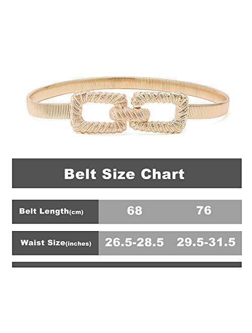 Tanpie Women Skinny Gold Belt Metal Elastic Dress Chain Belts