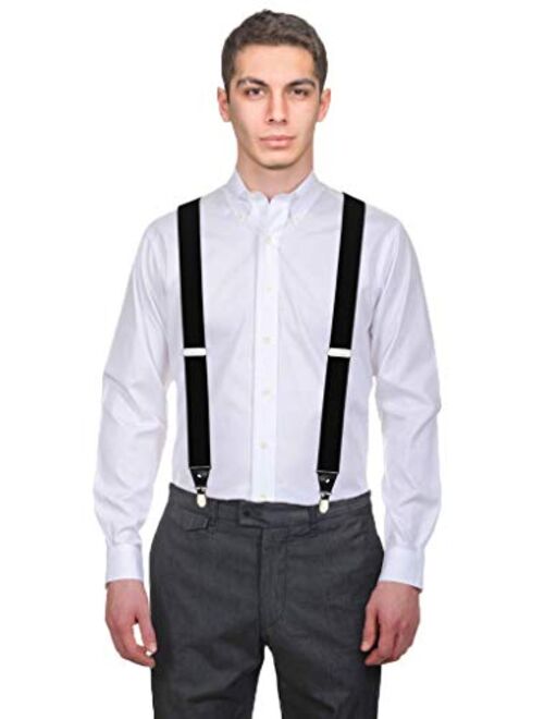 Men's Y-Back 1.4 Inches Wide 4-Clips Adjustable Suspenders