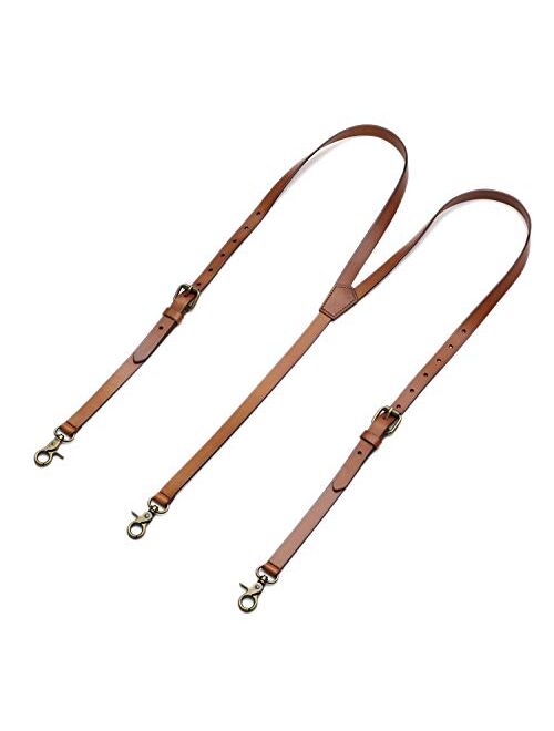 Leather Suspenders for Men Y Back Design Adjustable Brown Gneuine Leather Suspenders Groomsmen Gift for Wedding