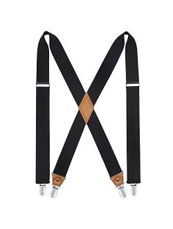 1.4 inch Wide Trucker Style Adjustable Elastic Straps Side Clip Suspenders for Men