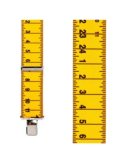 SuspenderStore Men's Tape Measure Suspenders - Construction Clip