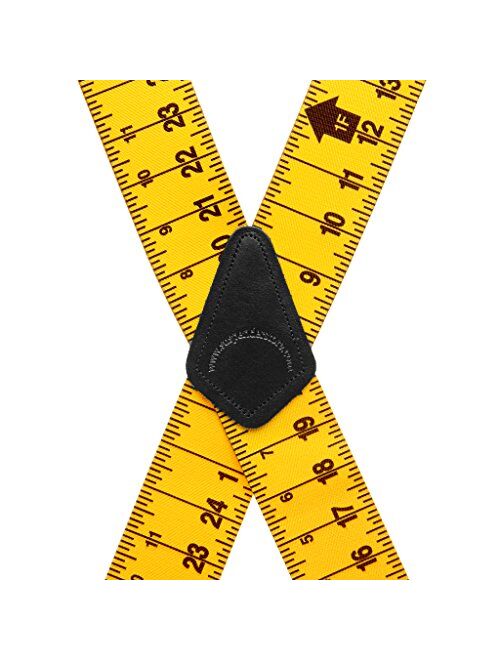 SuspenderStore Men's Tape Measure Suspenders - Construction Clip