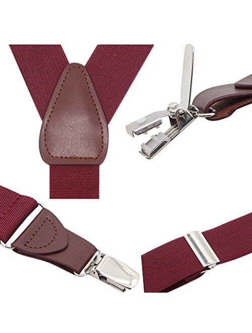 Bioterti Men’s Y-shape 1.4 Inch Suspender -3 Metal Clips, Elastic Straps