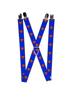 Buckle-Down Men's Suspenders-Superman Shield Blue