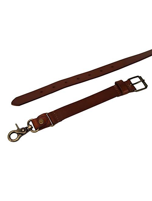 1 Inch Men's Suspenders 3 In 1, Leather Genuine Suspenders , Elastic Strap with Clips, Buttons, Snap Hooks