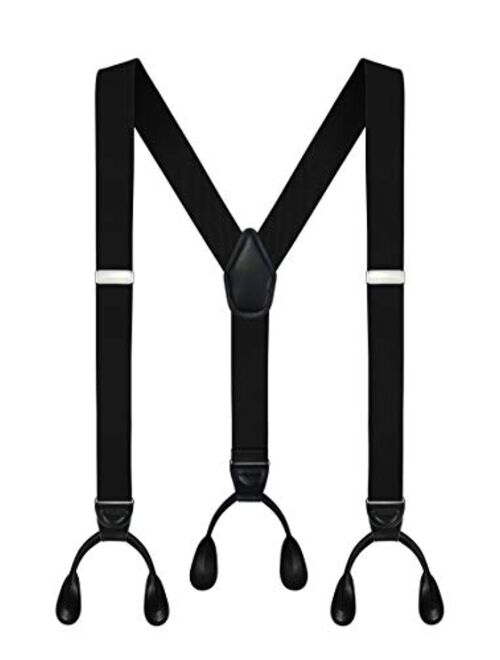 Men's Y-Back 1.4 Inches Wide Button End Elastic Adjustable Suspenders