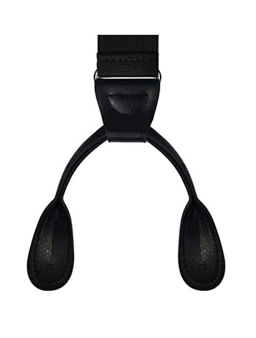 Men's Y-Back 1.4 Inches Wide Button End Elastic Adjustable Suspenders