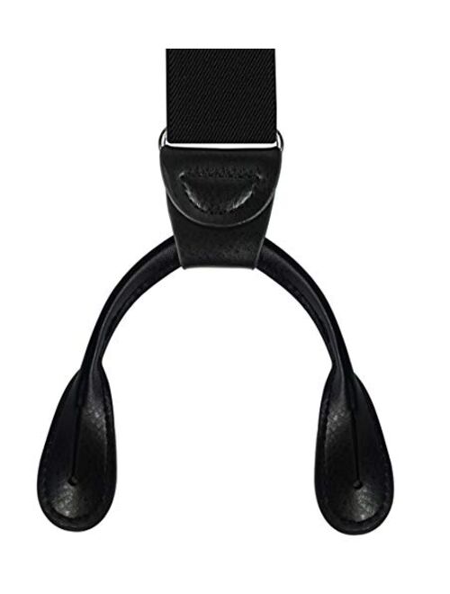 Men's Y-Back 1.4 Inches Wide Button End Elastic Adjustable Suspenders