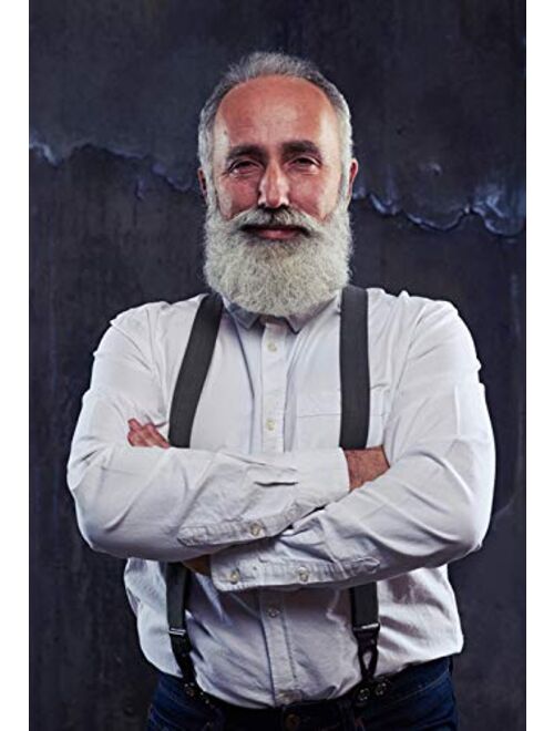 Men's Y-Back 1.4 Inches Wide Button End Elastic Adjustable Suspenders