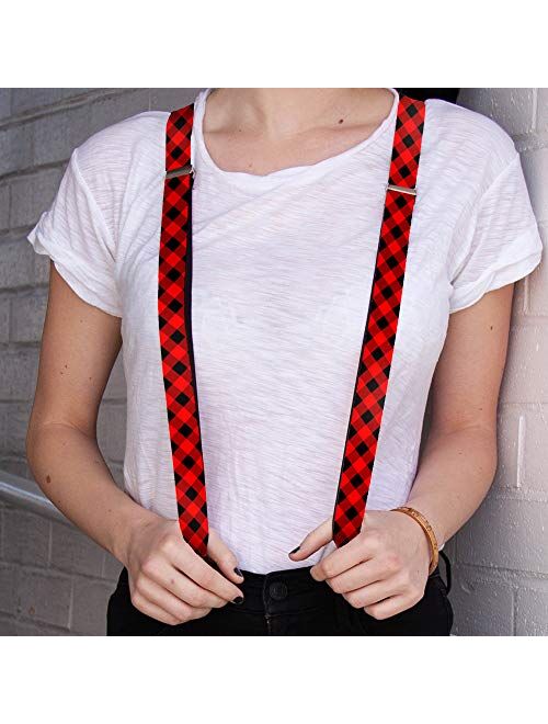 Buckle-Down unisex adults Buckle-down - Buffalo Plaid Suspenders, Multicolor, One Size US