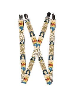 Buckle-Down Suspenders-Wonder Woman Face/Pose Leopard Tan