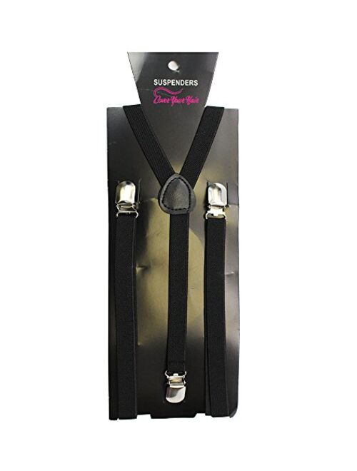 Suspenders - Solid Color Y-Back Suspenders Adjustable Elastic Shoulder Strap - 1/2" Wide by CoverYourHair