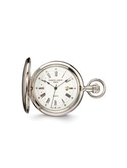 Men's Charles Hubert Chrome Finish Brass Striped Pocket Watch XWA2746