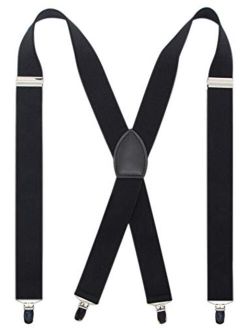 Bioterti Men’s Wide X-back 4 Clips Suspenders -Great for Casual & Formal