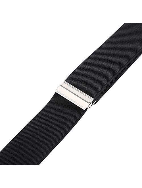 Mens Brown Button End Suspenders - Adjustable Elastic Y Shape Tuxedo Suspender by AWAYTR