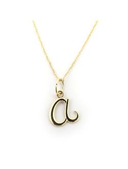 14k Yellow Gold Small Lowercase Cursive Initial Pendant Necklace