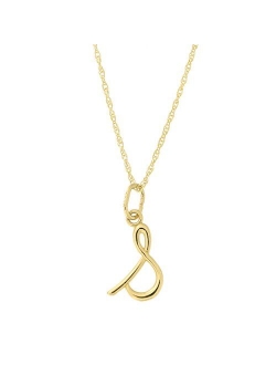 14k Yellow Gold Small Lowercase Cursive Initial Pendant Necklace