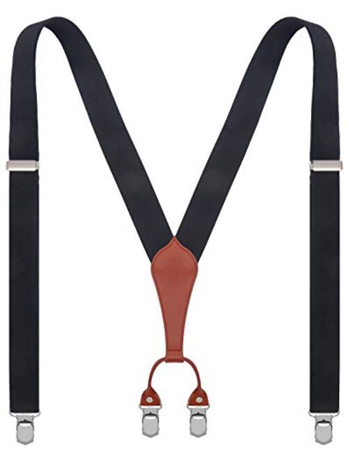 WDSKY Mens Suspenders Wide Heavy Duty Adjustable with 4 Clips