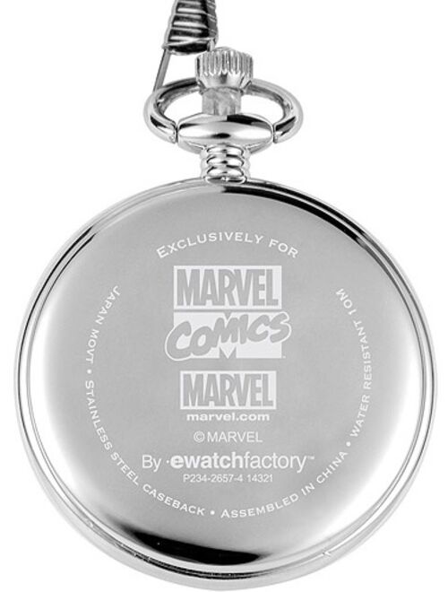 Marvel Spider-Man Men's Silver Pocket Watch, Silver Chain