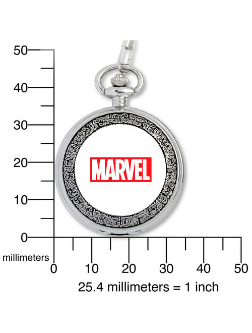 Marvel Spider-Man Men's Silver Pocket Watch, Silver Chain