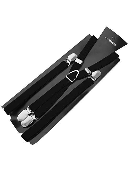 TopTie Men's Skinny Suspenders 1/2"inch (1.5CM) X-Back Clip Suspenders