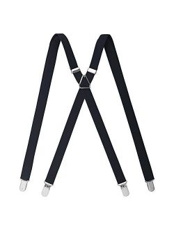 TopTie Men's Solid Suspenders Elastic 3/4 Inch X Back Adjustable Suspenders