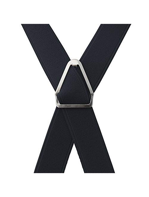 TopTie Men's Solid Suspenders Elastic 3/4 Inch X Back Adjustable Suspenders