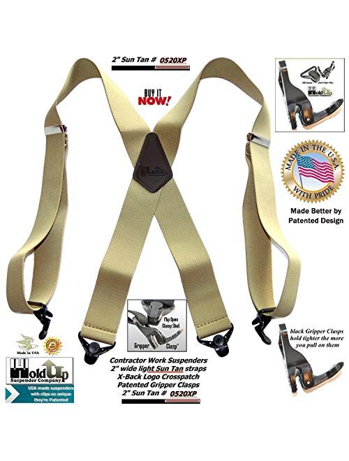 Holdup Brand Heavy Duty Light SunTan Color Work Suspenders with patented Super Strong Gripper Clasps