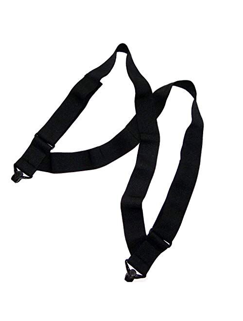 USA Made Holdup Brand Black 2" Hip-clip Style No-Buzz Suspenders Patented Gripper Clasps