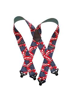 Holdup Suspender Company's Heavy Duty USA Flag 2" Wide Suspenders with Patented Gripper Clasps