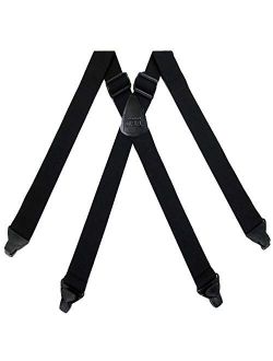 Airport Friendly Plastic Clip Solid Suspender for Men Made in USA X-Back Genuine Leather Trimmed clip end suspenders