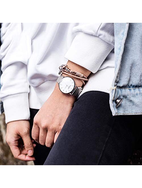 VICTORIA HYDE Women Watches Adjustable Bracelet Set Analog Quartz Detachable Genuine Leather Strap Stainless Steel Mesh Band Ladies Wristwatch Gifts