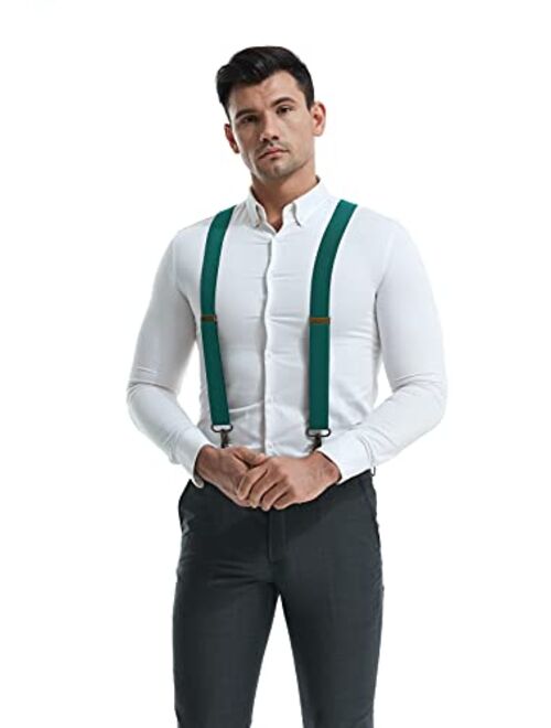 MENDENG Suspenders for Men Vintage Bronze Snap Hooks Adjustable Braces Groomsmen