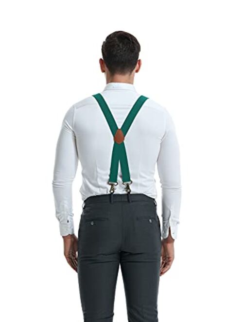 MENDENG Suspenders for Men Vintage Bronze Snap Hooks Adjustable Braces Groomsmen