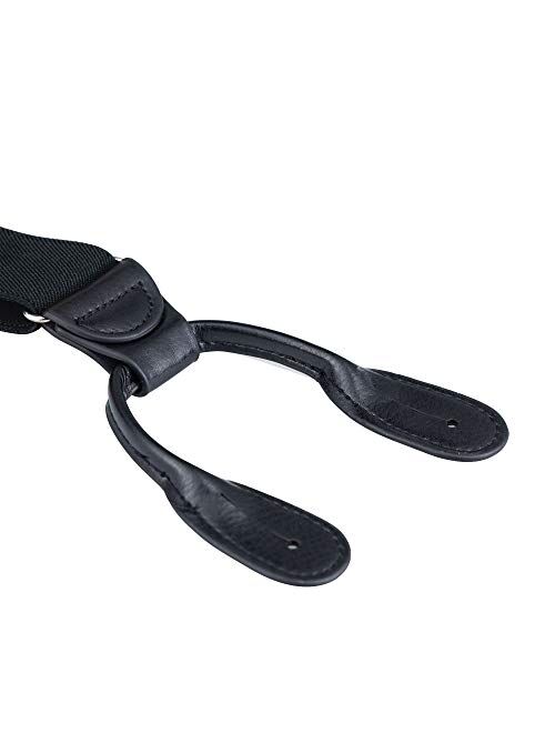 Buyless Fashion Butten End Suspenders for Men - 48" Adjustable Straps 1 1/4" - Y Shape